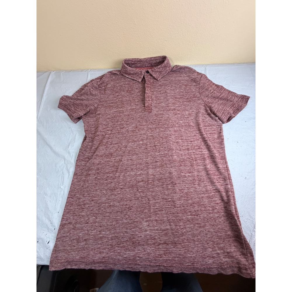 Banana Republic Vintage Tee Mens Medium Polo Shirt Red Space Dye Linen Blend M